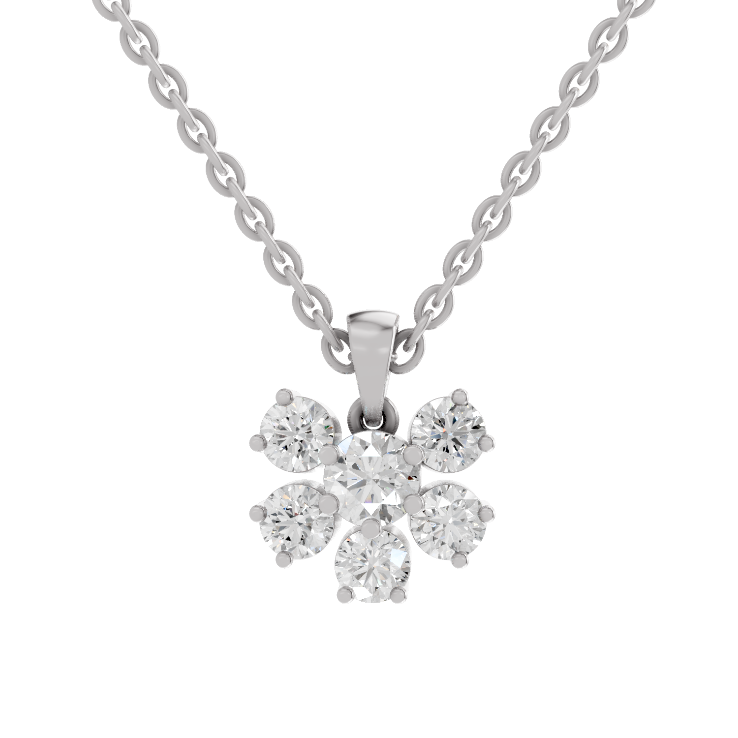 3.08 Carat Celeste Bloom Diamond Pendant Necklace 14K - White Gold