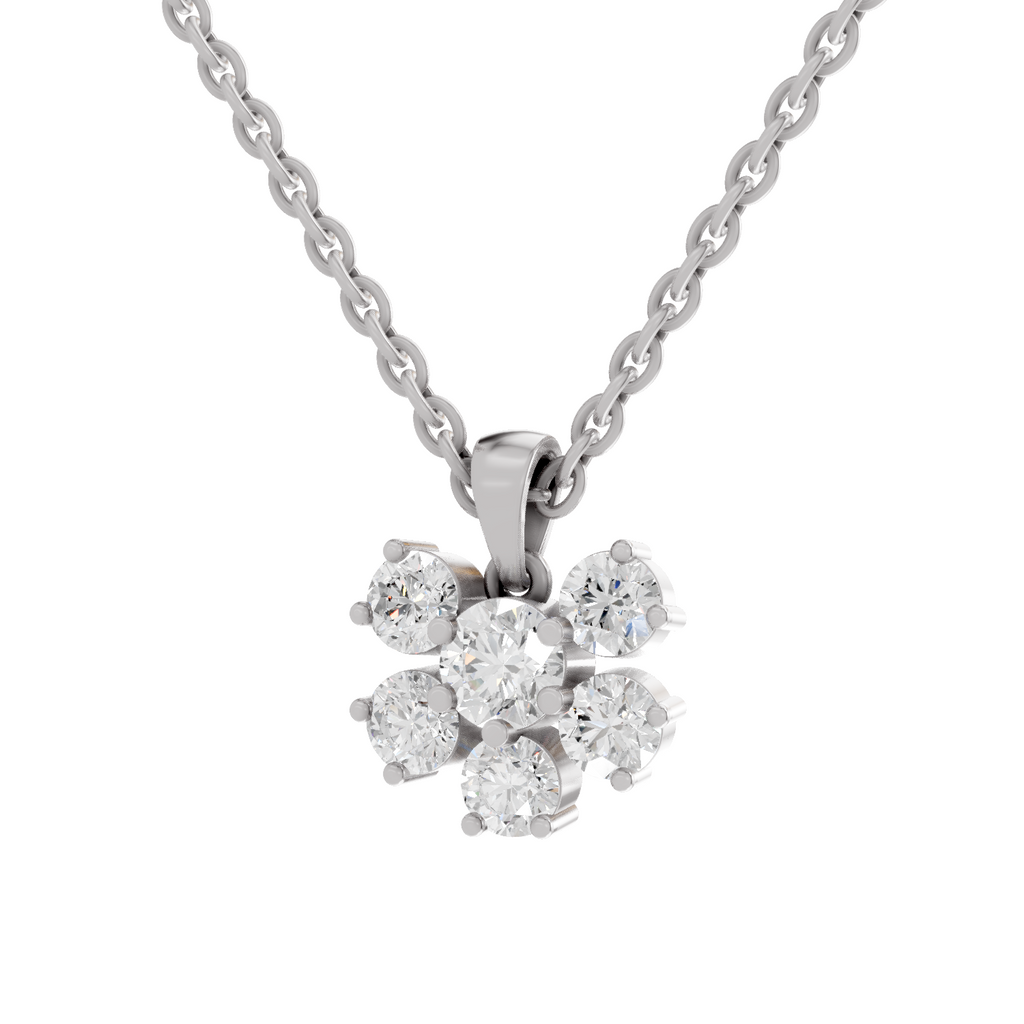 3.08 Carat Celeste Bloom Diamond Pendant Necklace 14K - White Gold