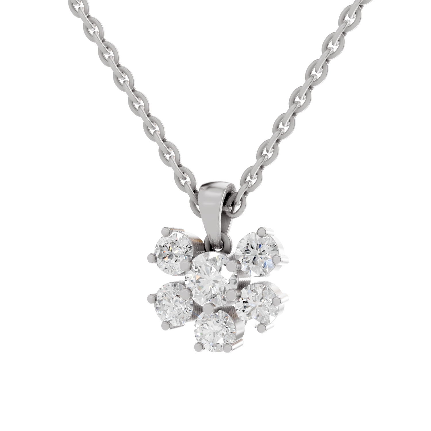 3.08 Carat Celeste Bloom Diamond Pendant Necklace 14K - White Gold