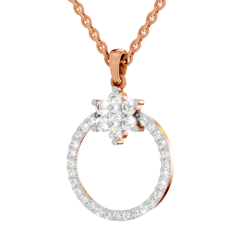 0.86 Carat Diamond Orbit Pendant Necklace 14K - Rose Gold
