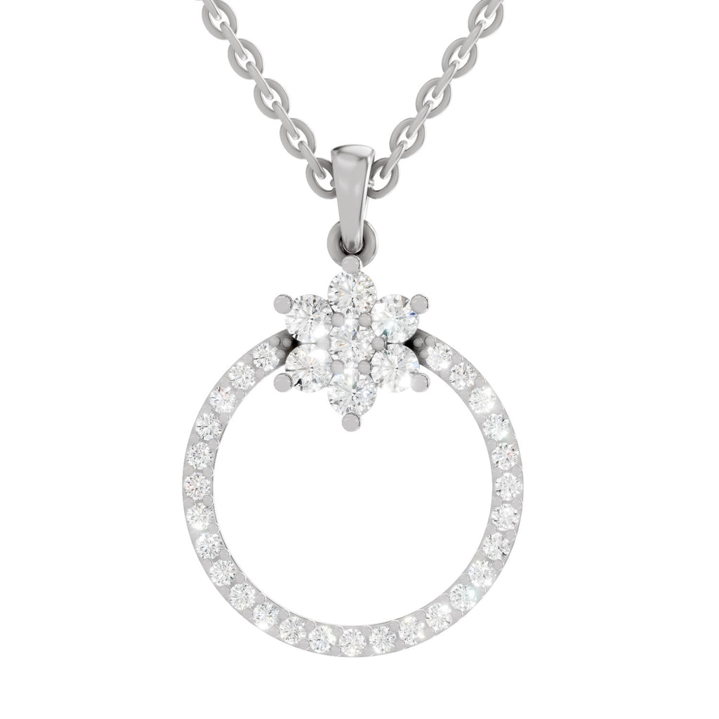0.86 Carat Diamond Orbit Pendant Necklace 14K - White Gold