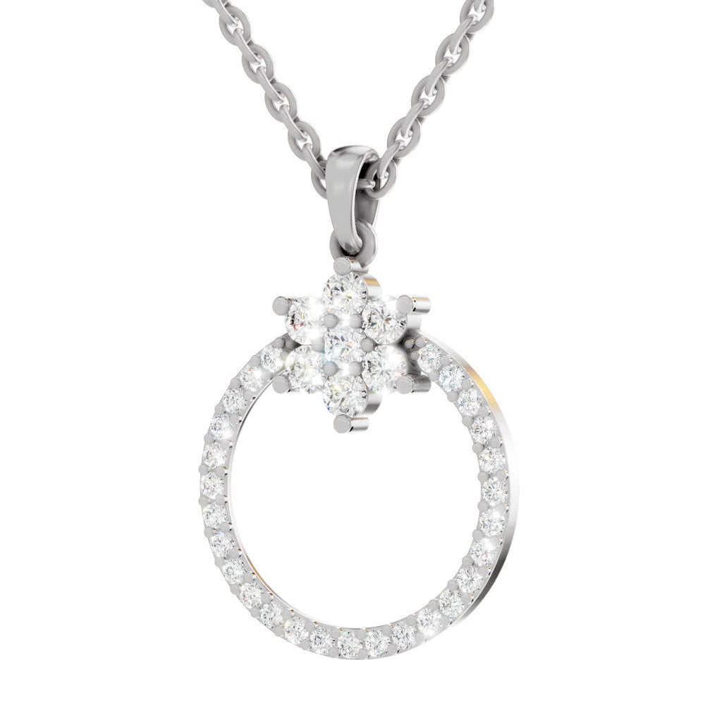 0.86 Carat Diamond Orbit Pendant Necklace 14K - White Gold