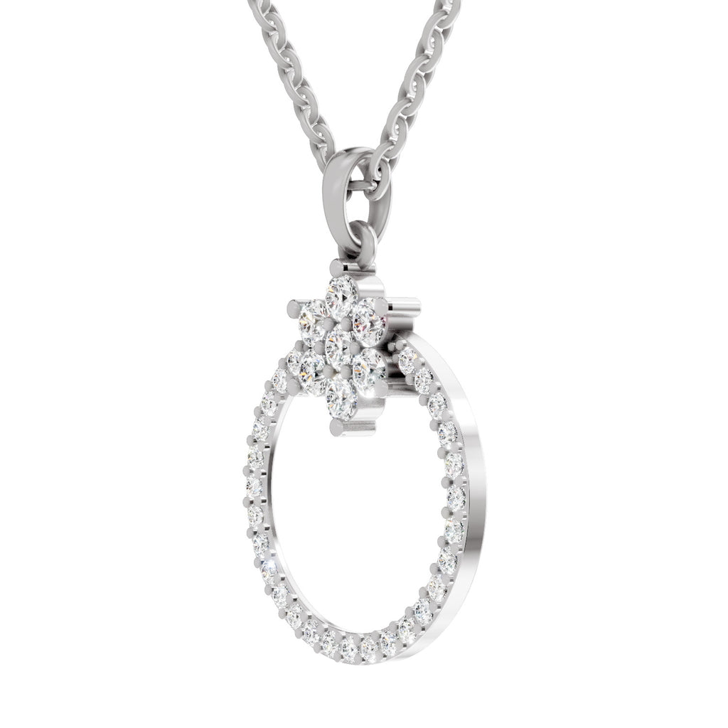 0.86 Carat Diamond Orbit Pendant Necklace 14K - White Gold