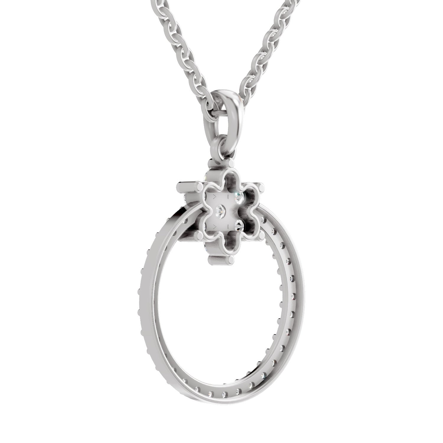 0.86 Carat Diamond Orbit Pendant Necklace 14K - White Gold