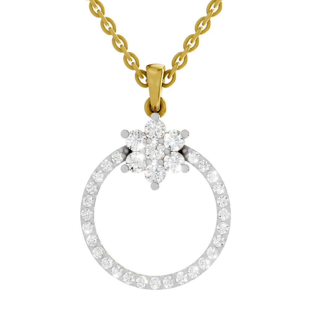 0.86 Carat Diamond Orbit Pendant Necklace 14K
