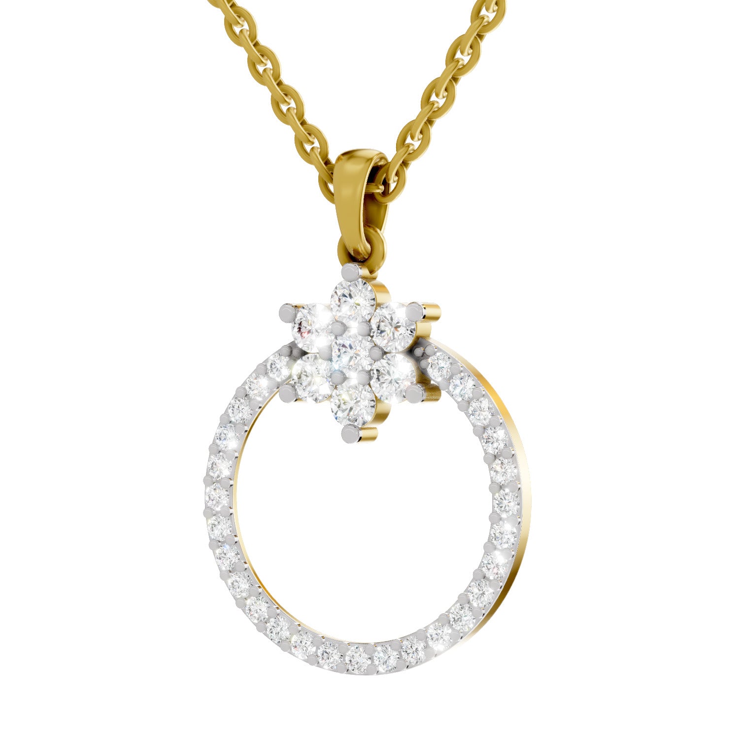 0.86 Carat Diamond Orbit Pendant Necklace 14K