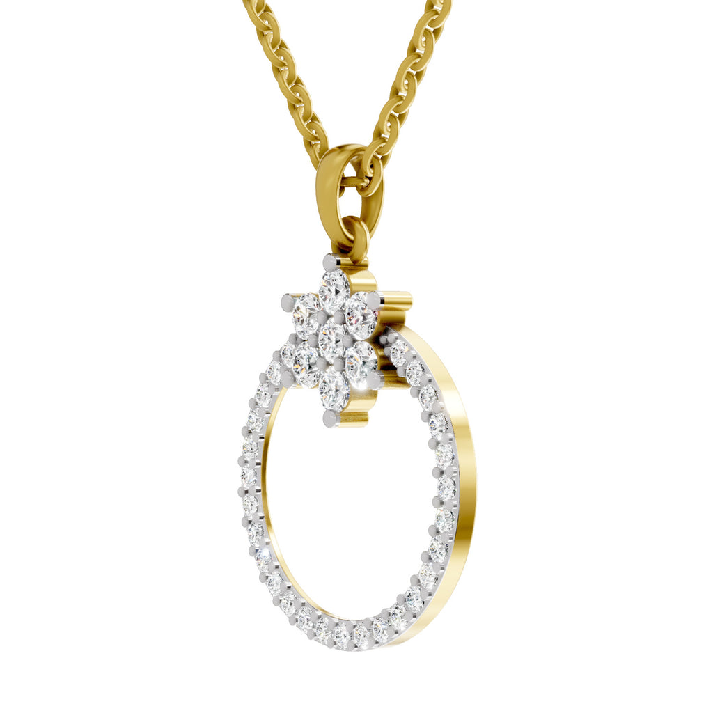 0.86 Carat Diamond Orbit Pendant Necklace 14K