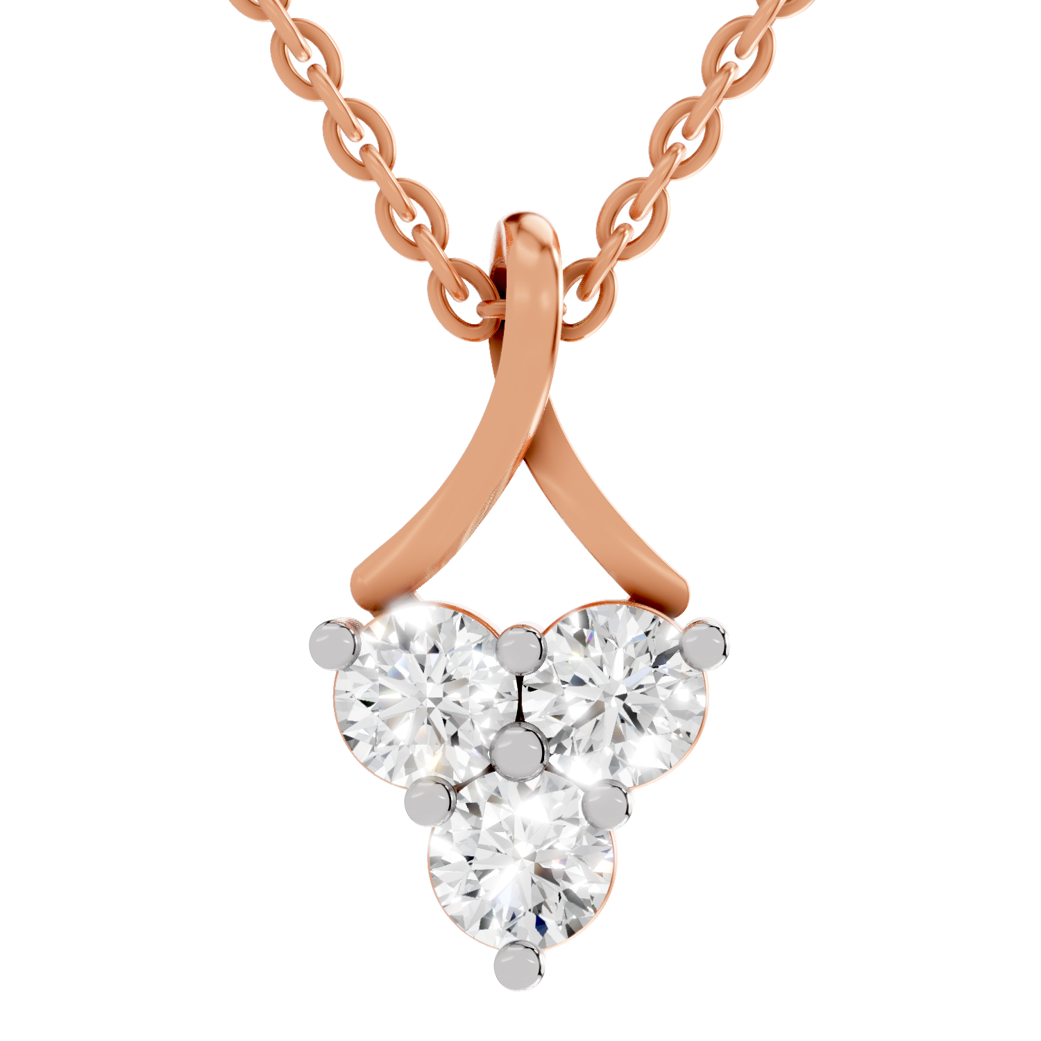 1.2 Carat Trinity Spark Pendant Necklace 14K - Rose Gold