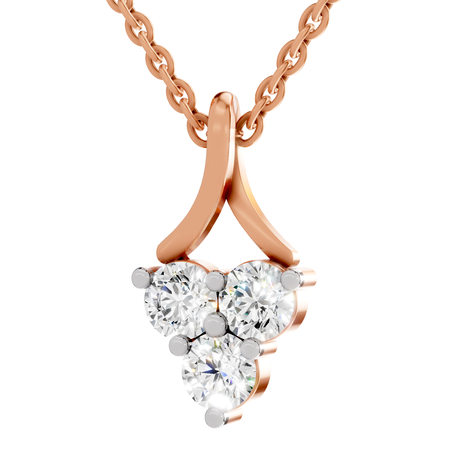 1.2 Carat Trinity Spark Pendant Necklace 14K - Rose Gold