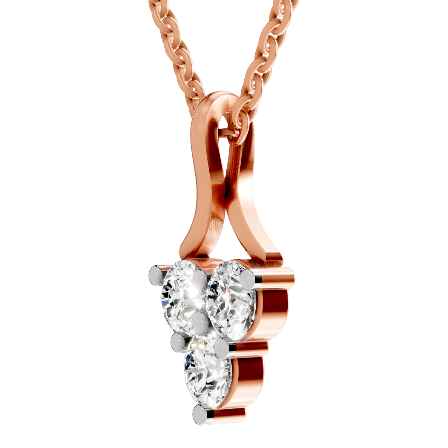 1.2 Carat Trinity Spark Pendant Necklace 14K - Rose Gold