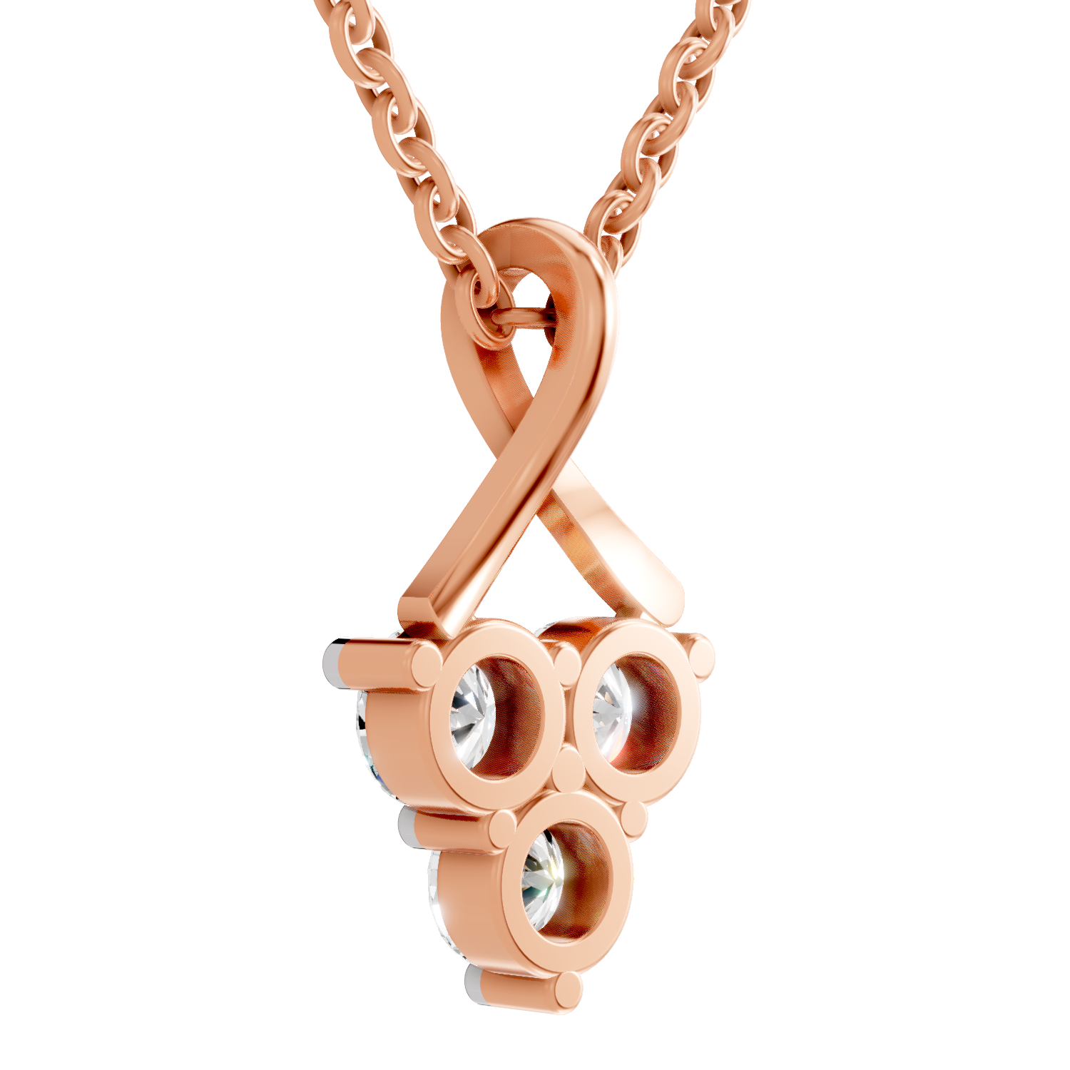 1.2 Carat Trinity Spark Pendant Necklace 14K - Rose Gold