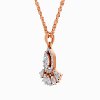 0.87 Carat Diamond Pear Cluster Drop Pendant Necklace 14K - Rose Gold
