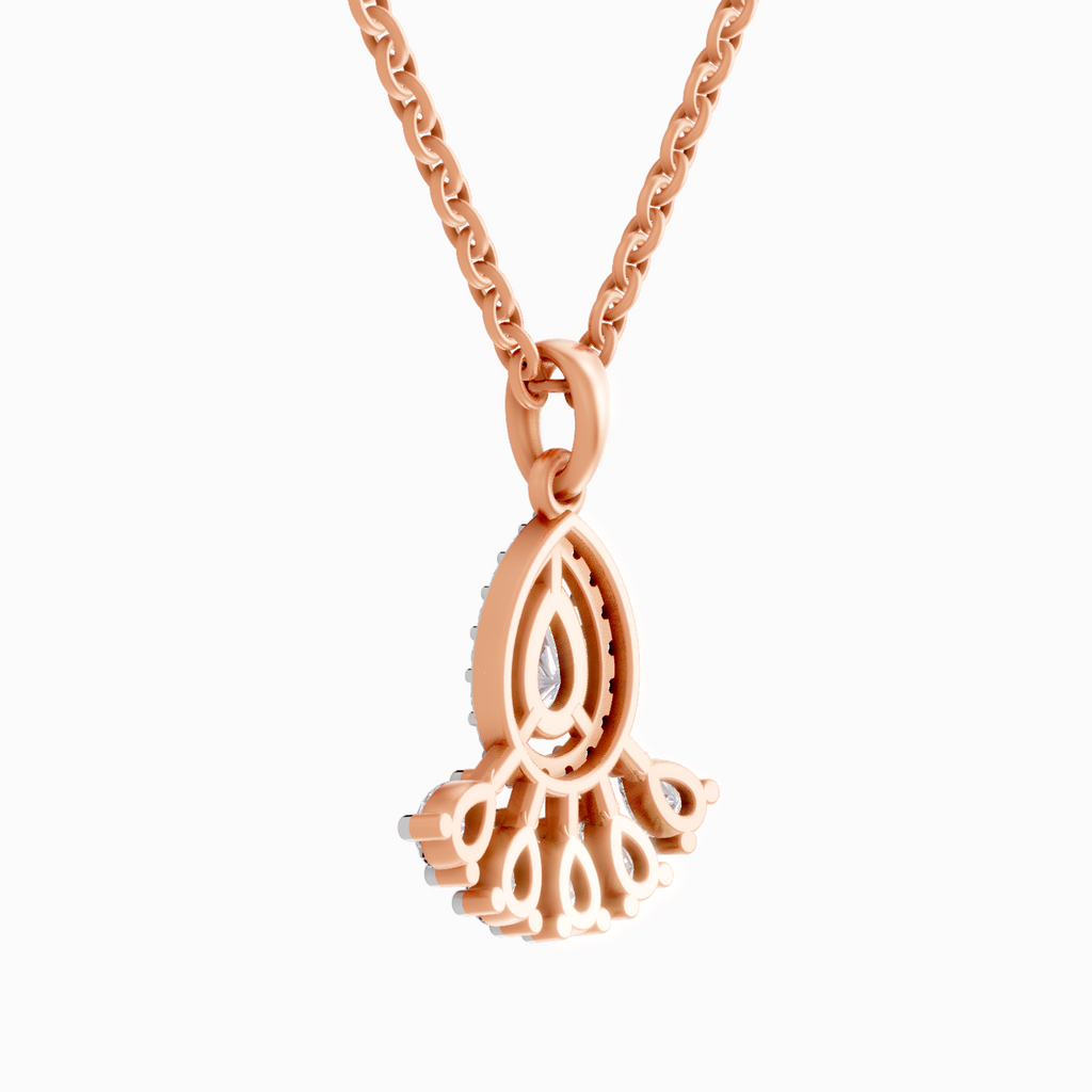 0.87 Carat Diamond Pear Cluster Drop Pendant Necklace 14K - Rose Gold