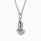 0.87 Carat Diamond Pear Cluster Drop Pendant Necklace 14K - White Gold