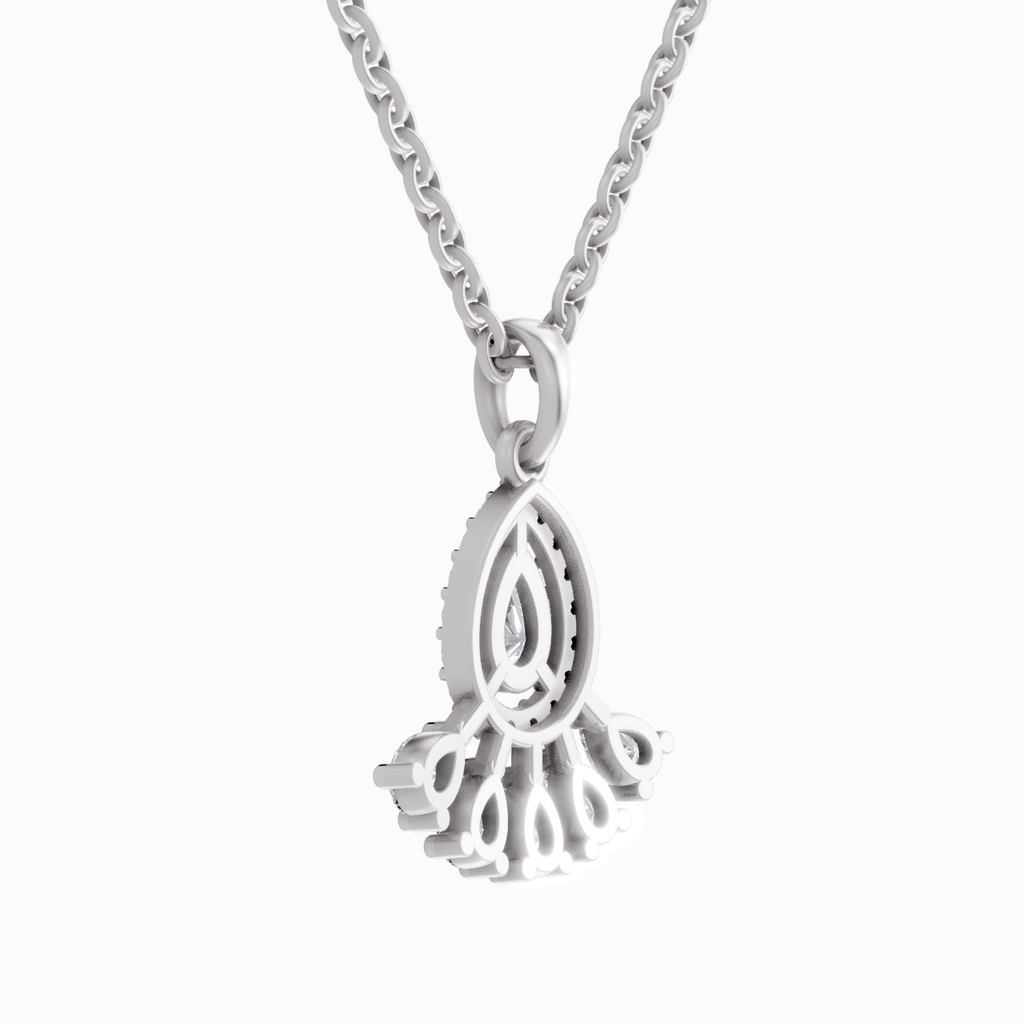 0.87 Carat Diamond Pear Cluster Drop Pendant Necklace 14K - White Gold