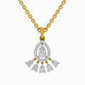 0.87 Carat Diamond Pear Cluster Drop Pendant Necklace 14K