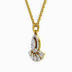 0.87 Carat Diamond Pear Cluster Drop Pendant Necklace 14K