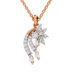 1.79 Carat Diamond Floral and Cascade Drop Pendant Necklace 14K - Rose Gold