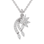 1.79 Carat Diamond Floral and Cascade Drop Pendant Necklace 14K - White Gold