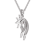 1.79 Carat Diamond Floral and Cascade Drop Pendant Necklace 14K - White Gold