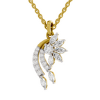 1.79 Carat Diamond Floral and Cascade Drop Pendant Necklace 14K
