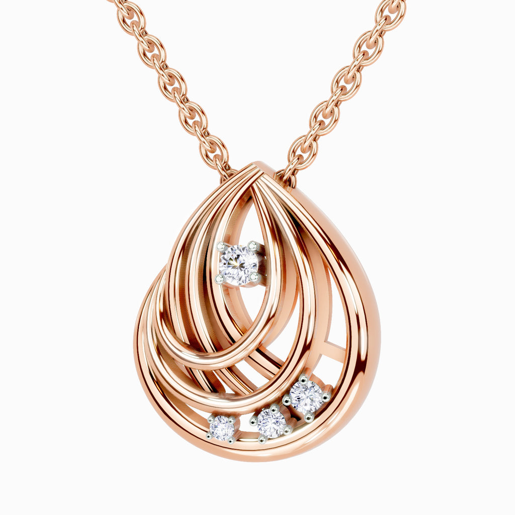 0.06 Carat Round Swirl Pendant 14K - Rose Gold