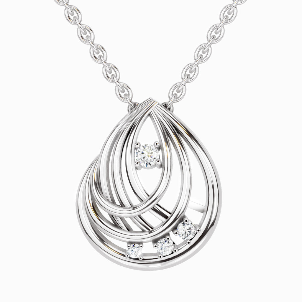 0.06 Carat Round Swirl Pendant 14K - White Gold