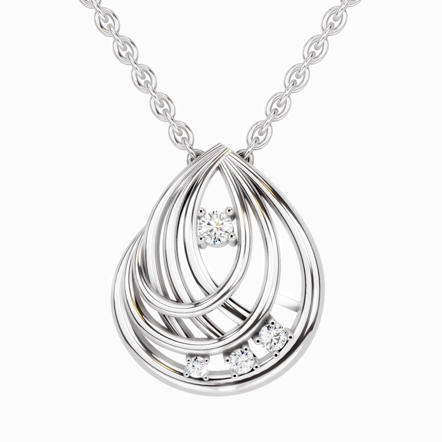 0.06 Carat Round Swirl Pendant 14K - White Gold