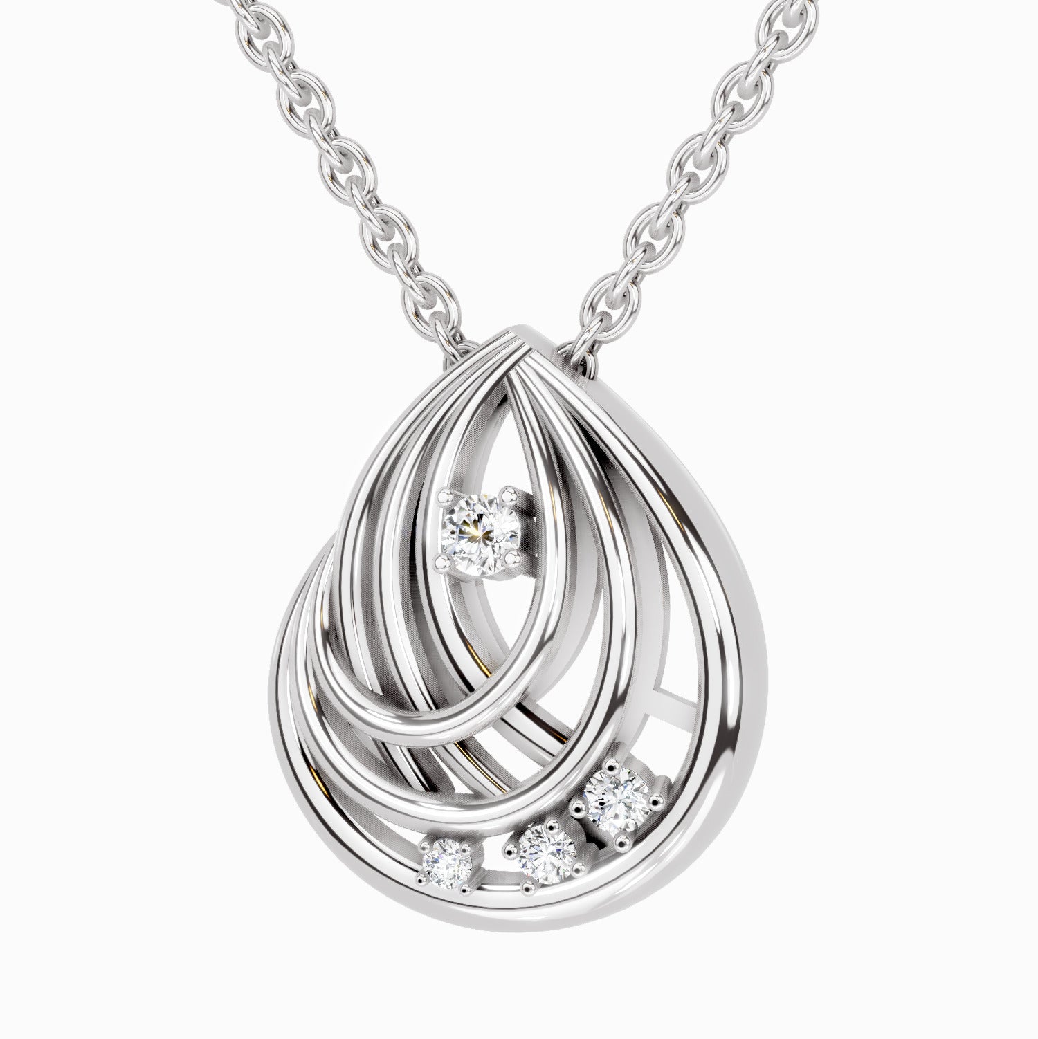0.06 Carat Round Swirl Pendant 14K - White Gold