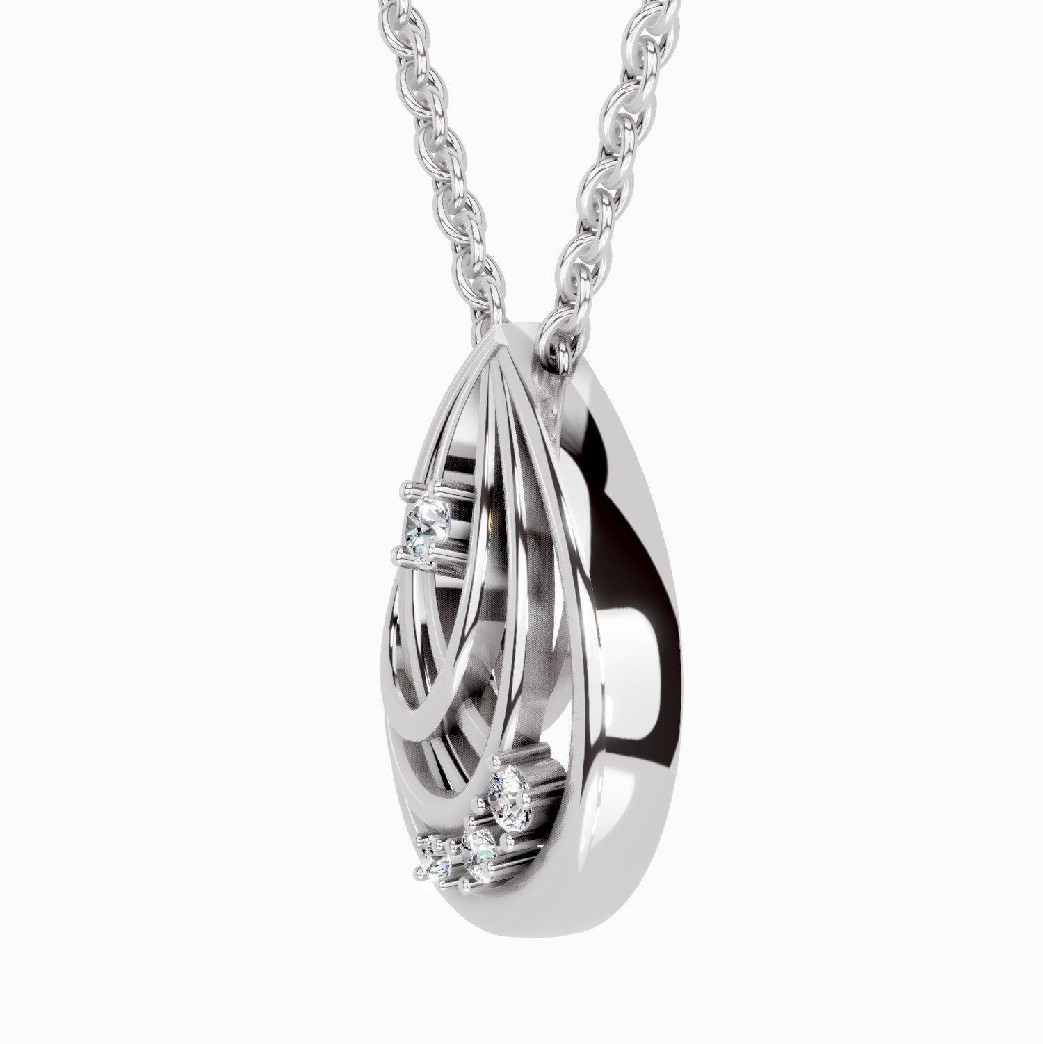 0.06 Carat Round Swirl Pendant 14K - White Gold