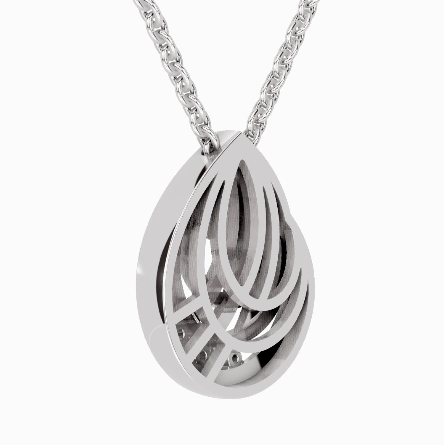 0.06 Carat Round Swirl Pendant 14K - White Gold