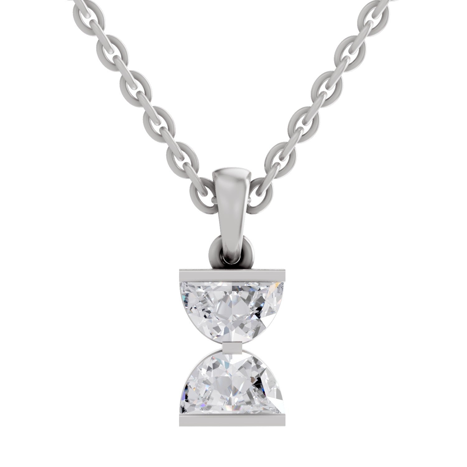 0.93 Carat Hourglass Pendant 14K - White Gold