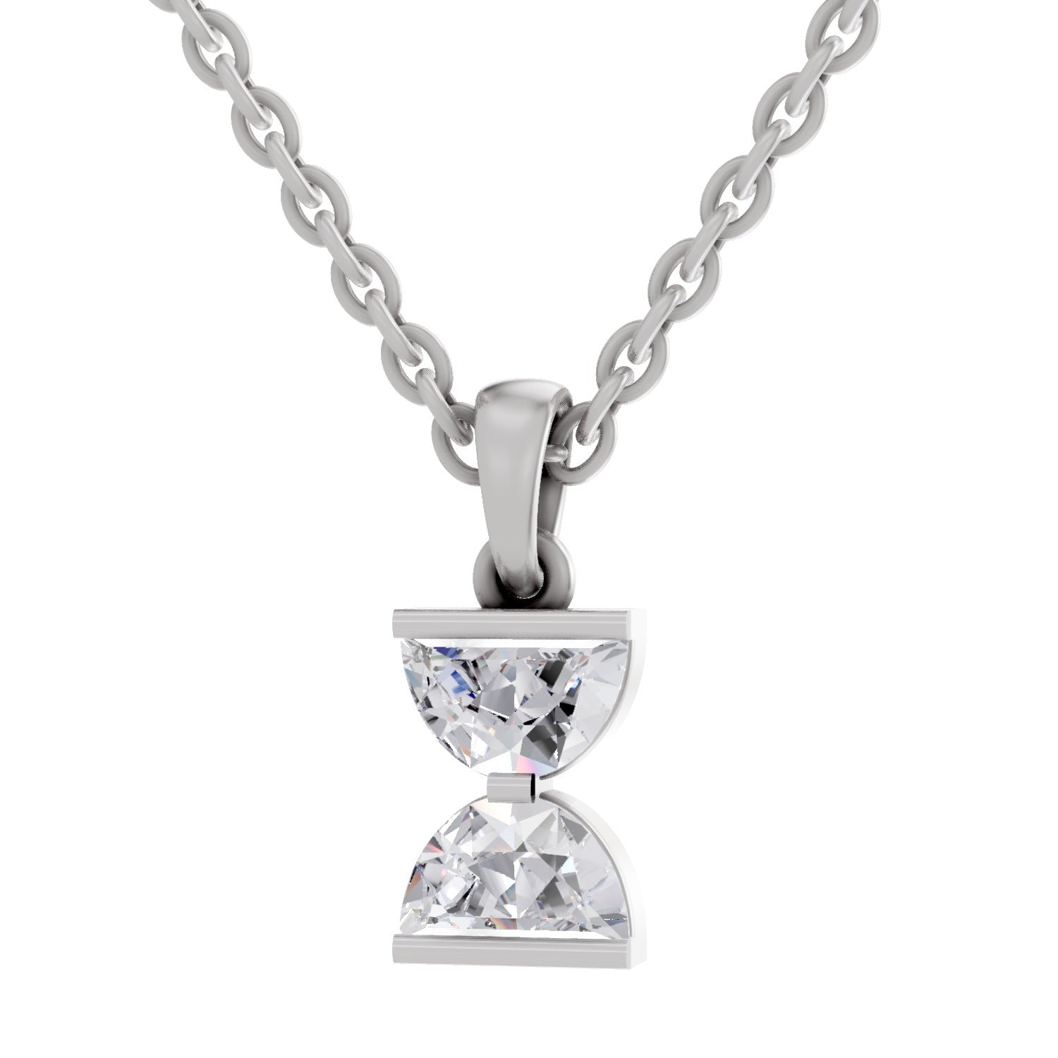 0.93 Carat Hourglass Pendant 14K - White Gold