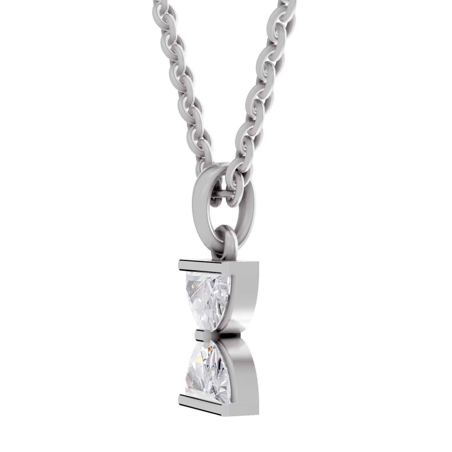 0.93 Carat Hourglass Pendant 14K - White Gold