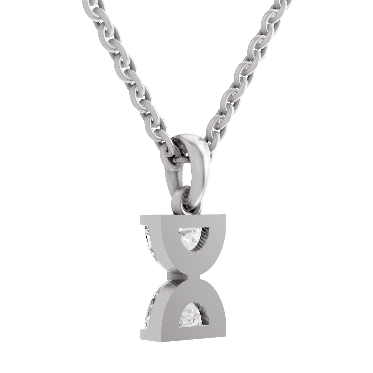 0.93 Carat Hourglass Pendant 14K - White Gold
