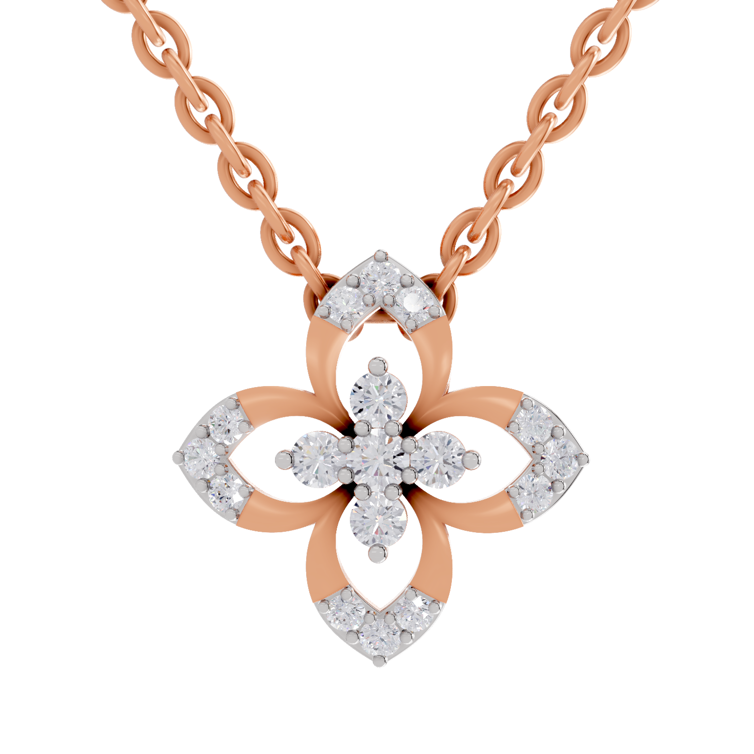 0.25 Carat Floral Pendant 14K - Rose Gold