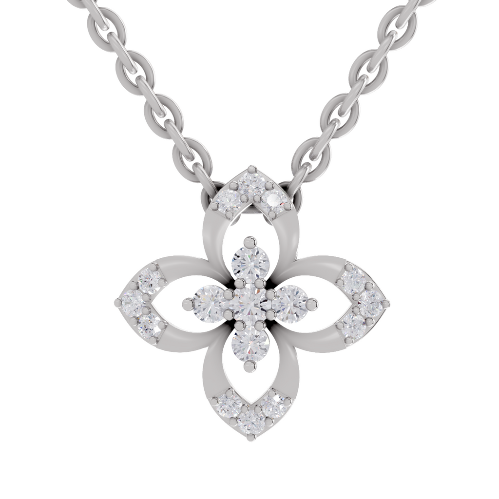 0.25 Carat Floral Pendant 14K - White Gold