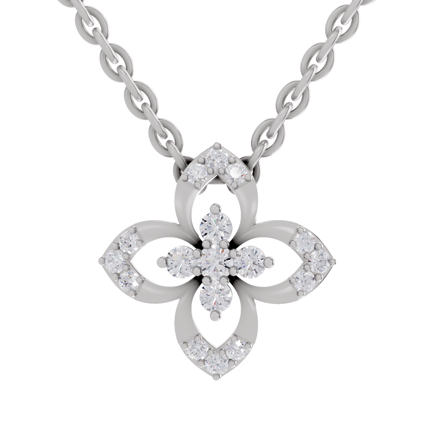 0.25 Carat Floral Pendant 14K - White Gold
