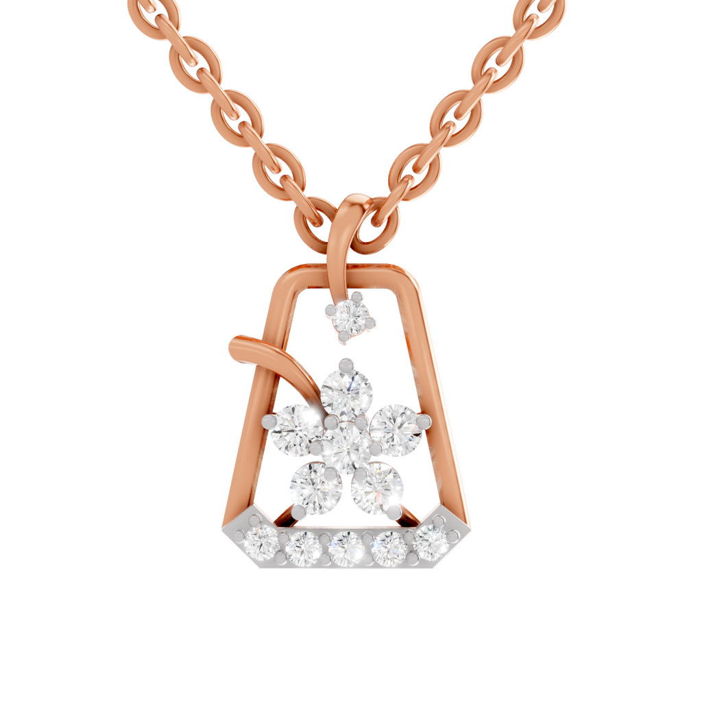 0.25 Carat Blossom Frame Pendant 14K - Rose Gold