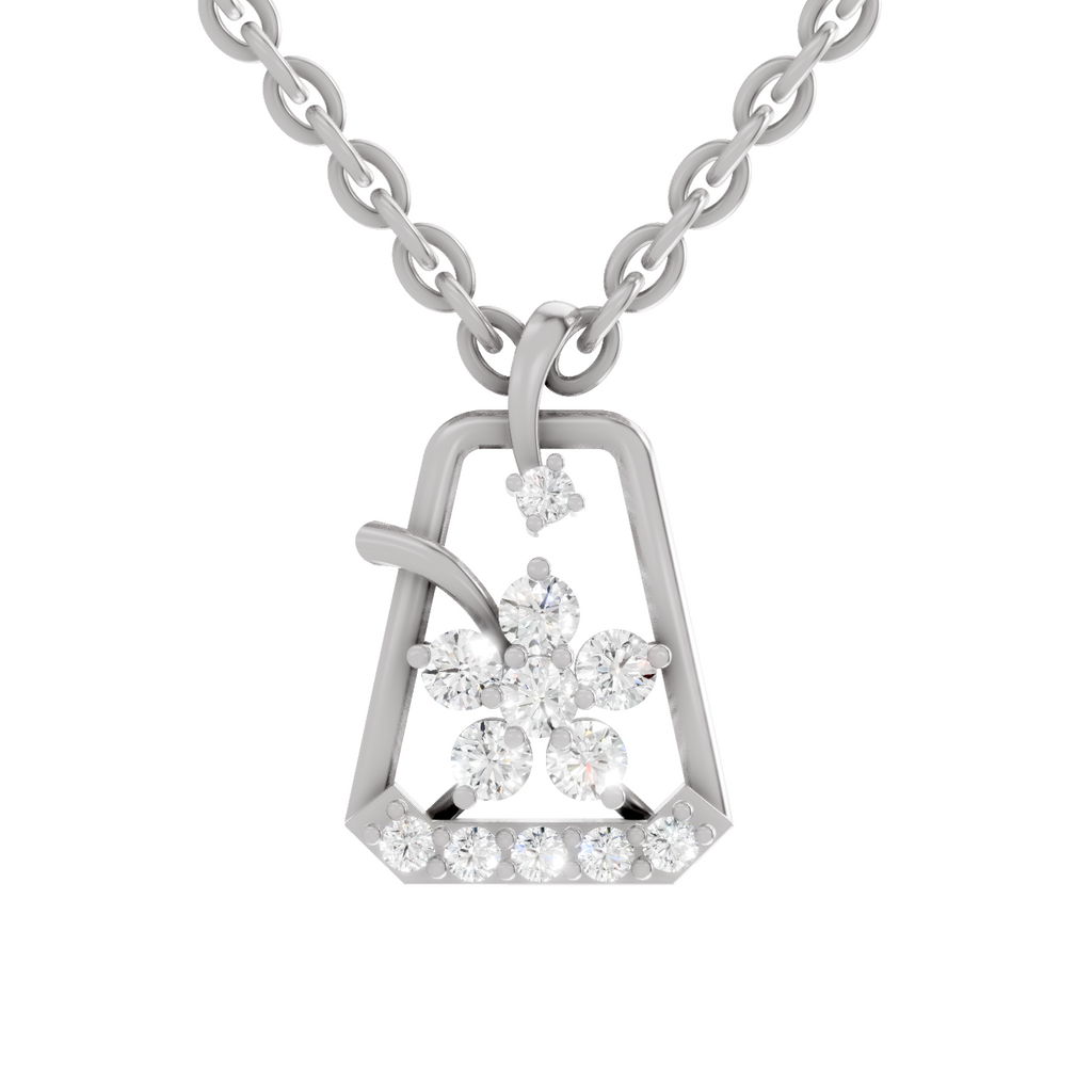 0.25 Carat Blossom Frame Pendant 14K - White Gold