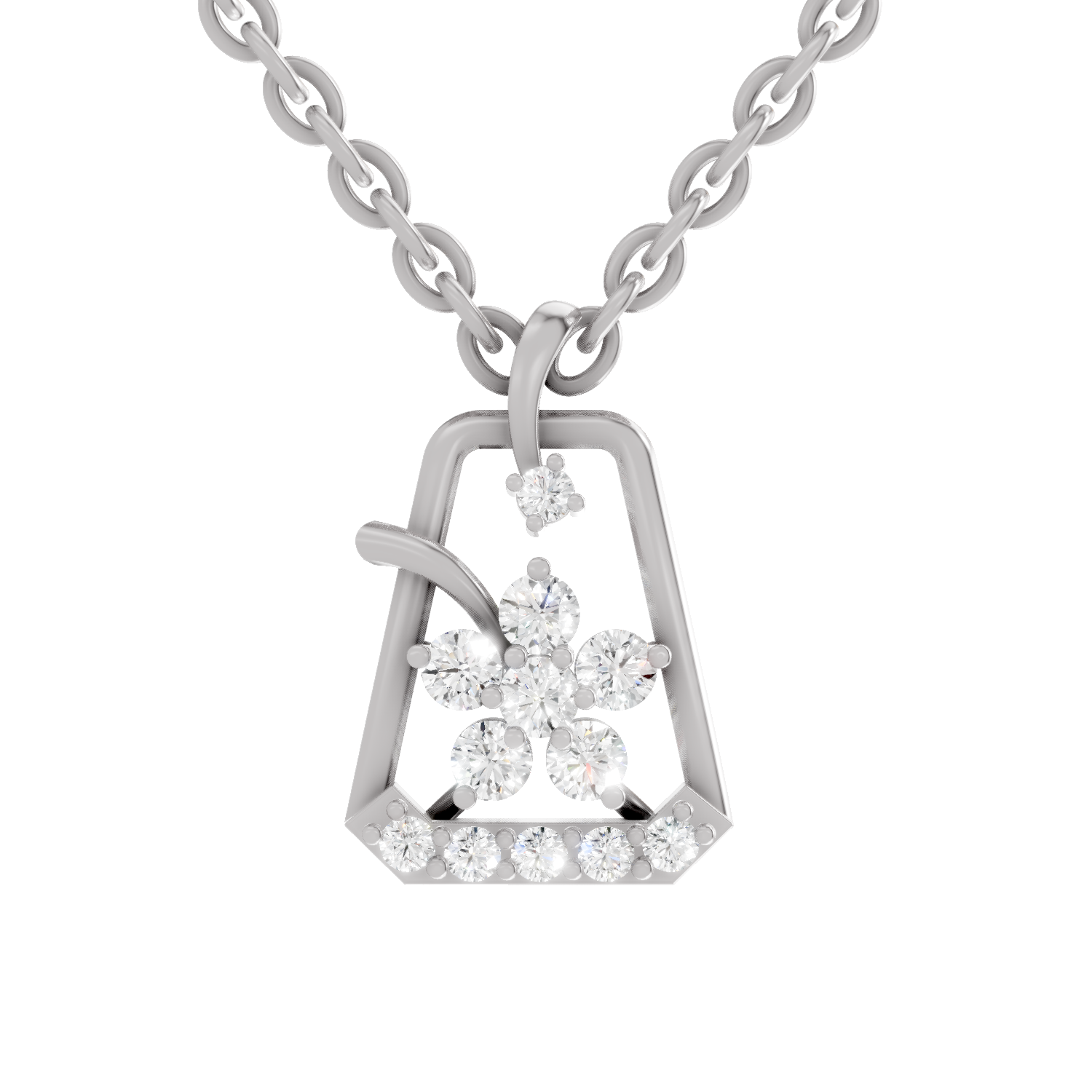 0.25 Carat Blossom Frame Pendant 14K - White Gold