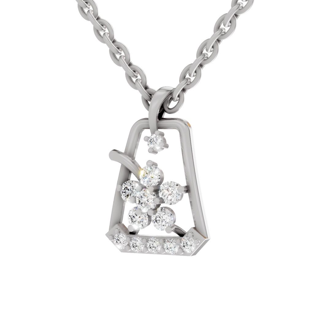 0.25 Carat Blossom Frame Pendant 14K - White Gold