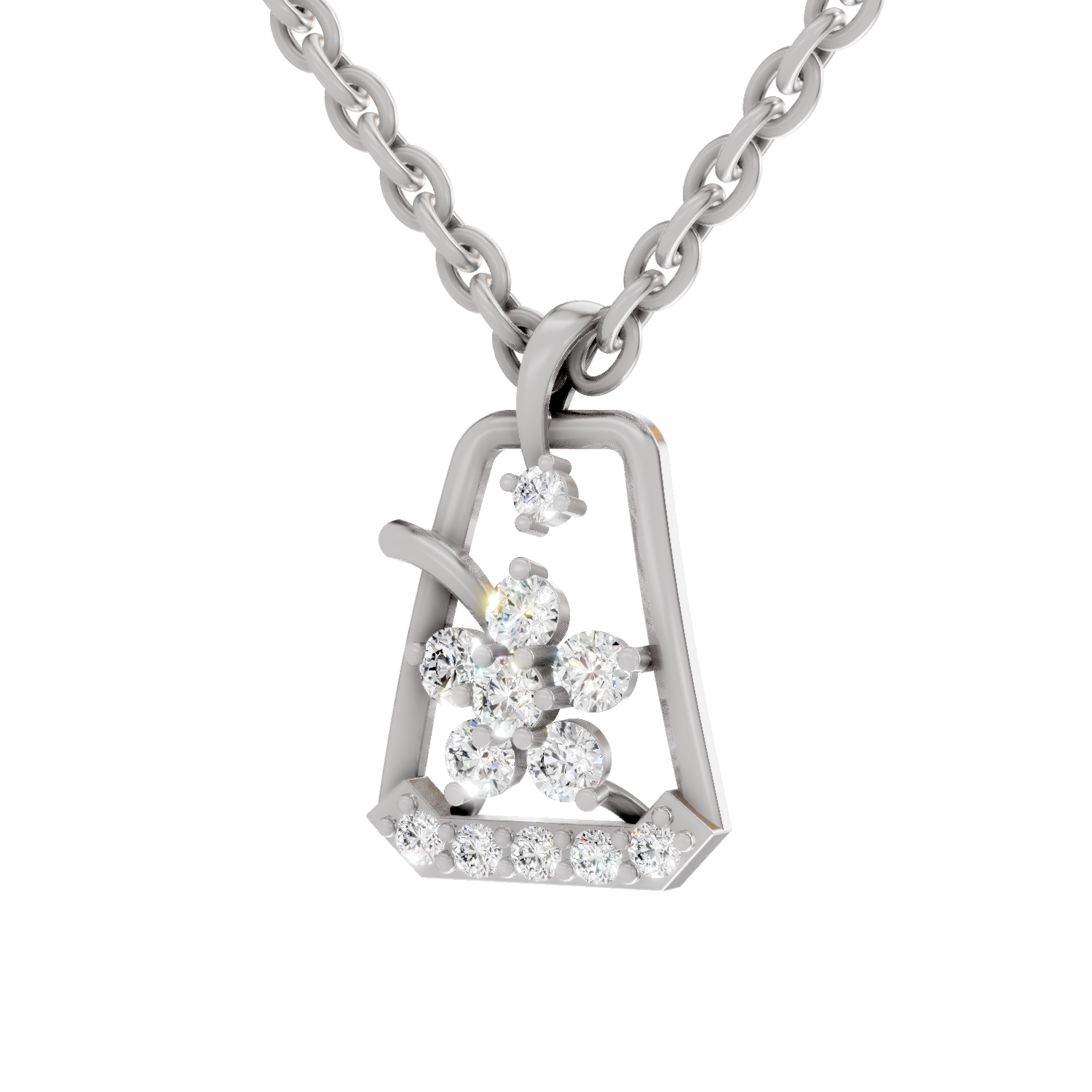 0.25 Carat Blossom Frame Pendant 14K - White Gold