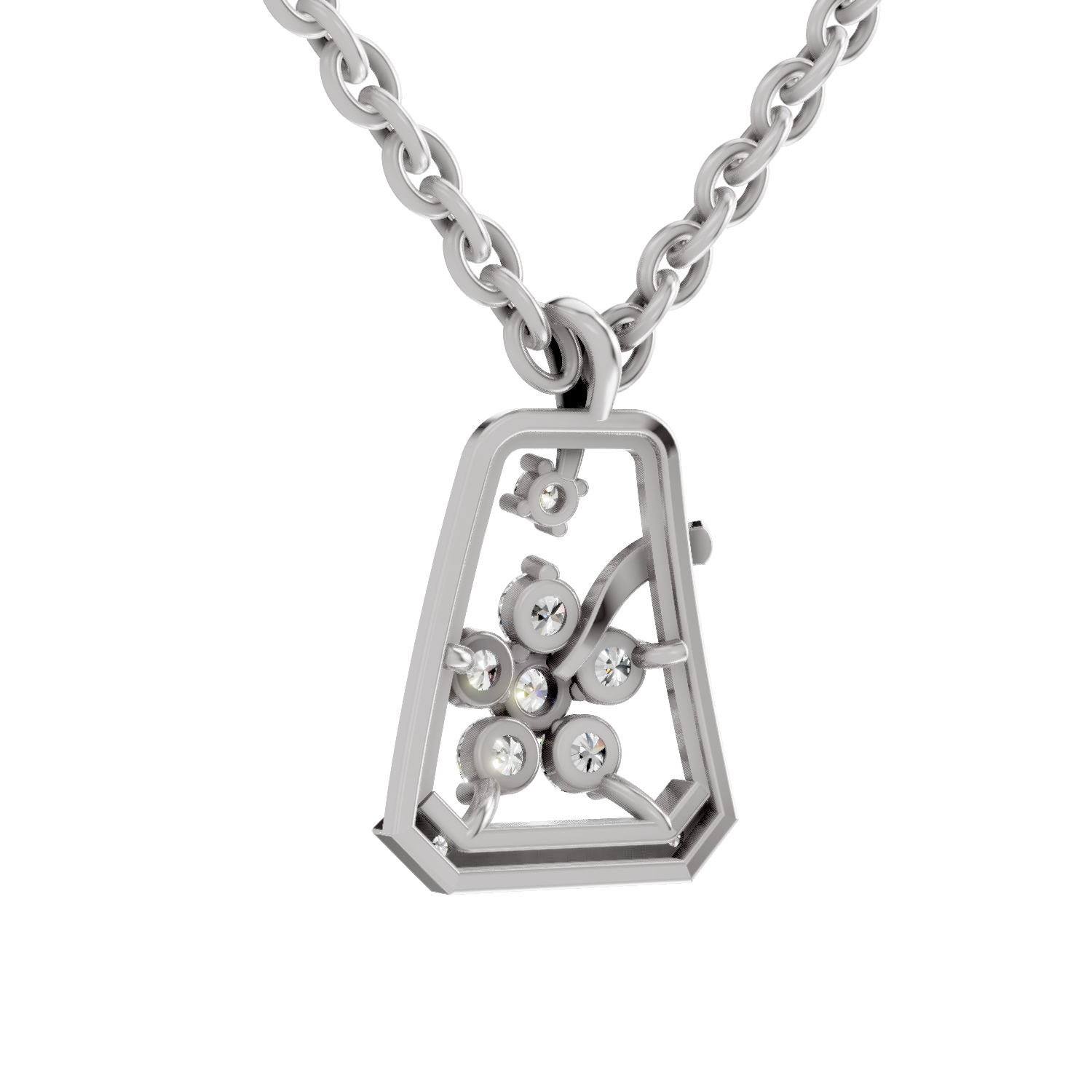 0.25 Carat Blossom Frame Pendant 14K - White Gold
