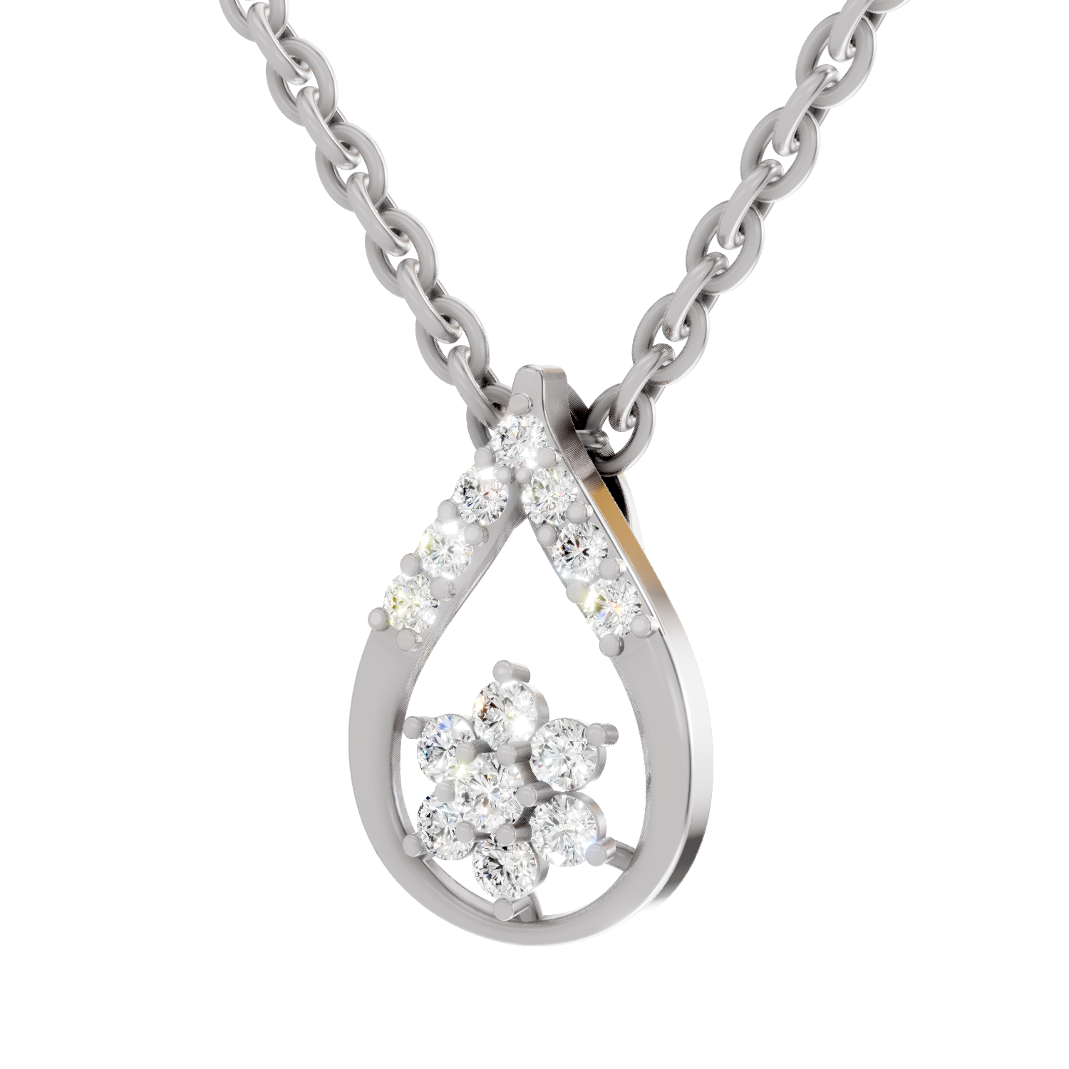 0.24 Carat Teardrop Pendant 14K - White Gold