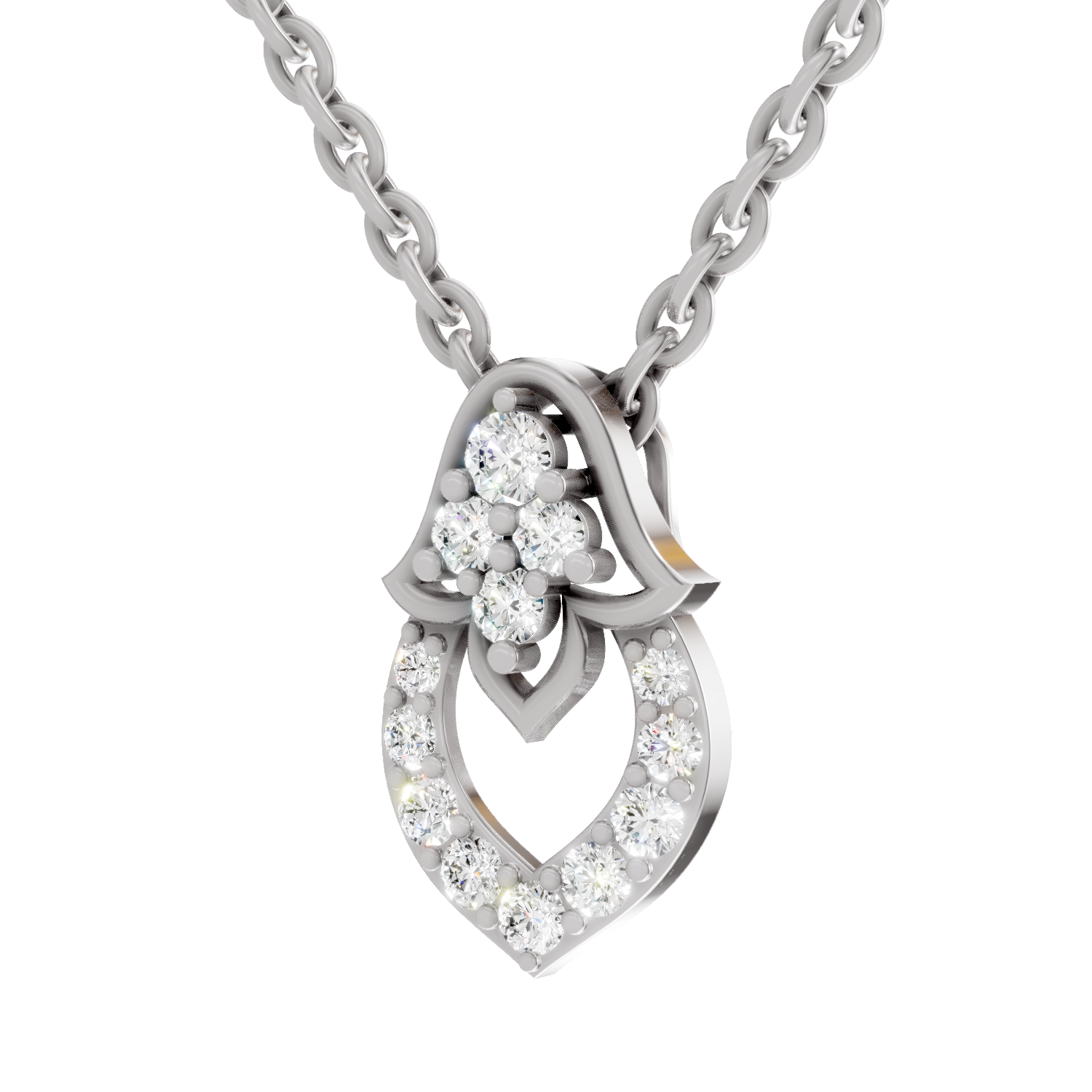 0.3 Carat teardrop Pendant 14K - White Gold