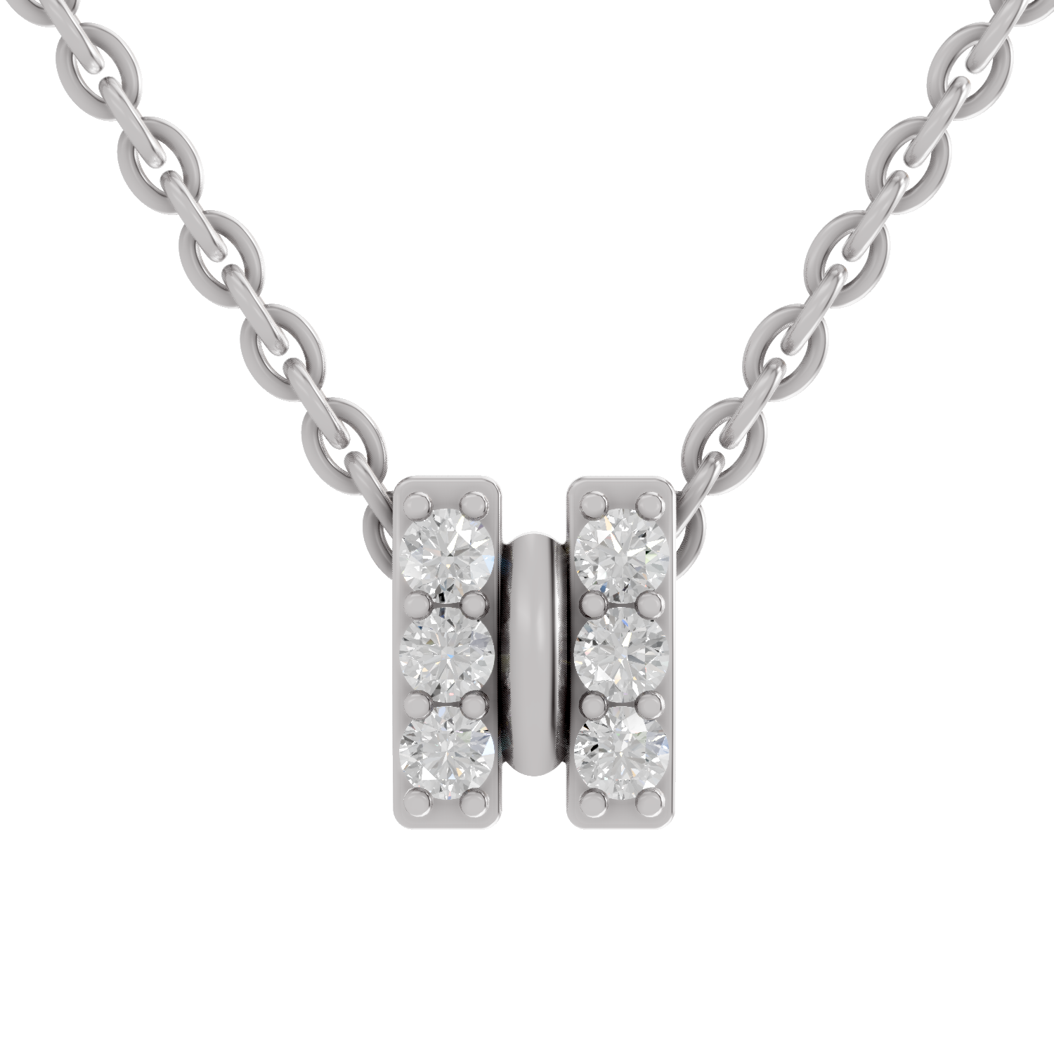 1.50 Carat Cluster Diamond Pendant Necklace 14K - White Gold