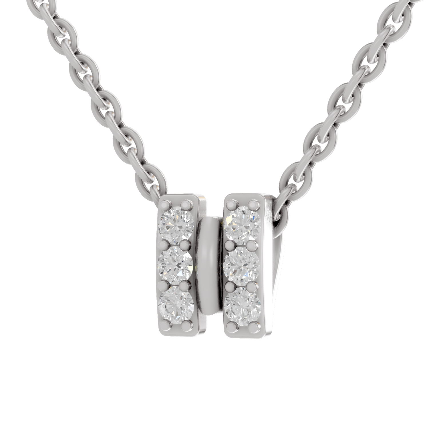 1.50 Carat Cluster Diamond Pendant Necklace 14K - White Gold