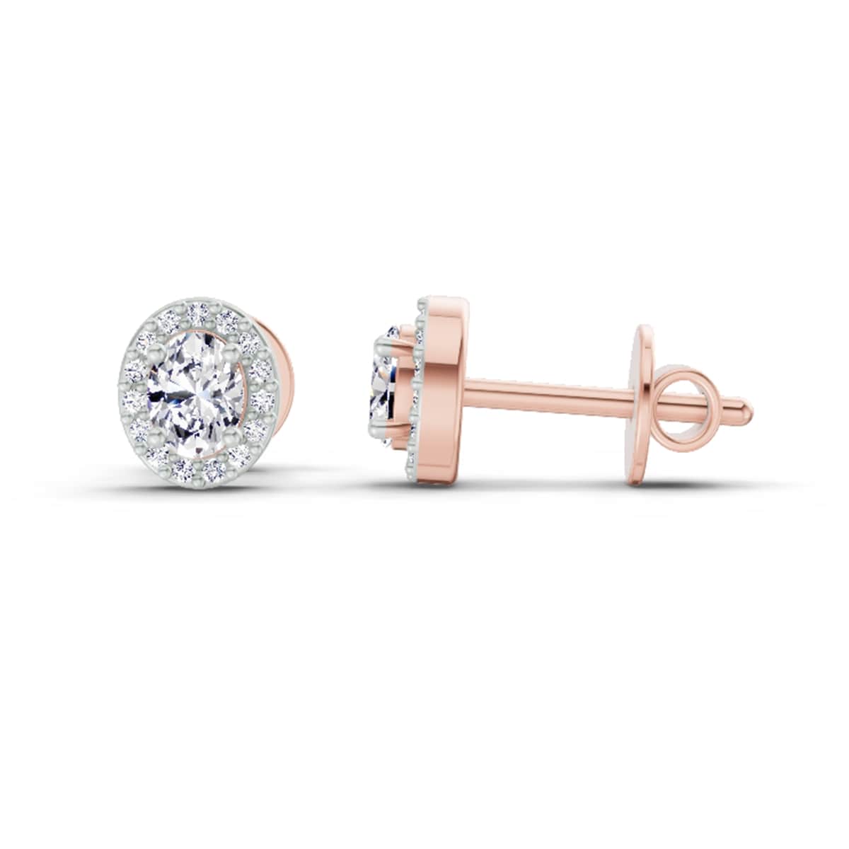 Round Halo Stud Earrings