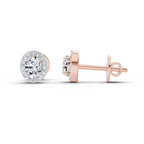 0.59 Carat Oval Halo Stud Earrings 14K - Rose Gold
